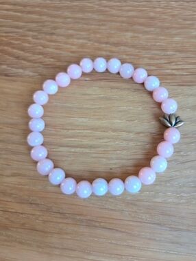 Pink Opal Beads Bracelet, Stretch, Hand Crafted